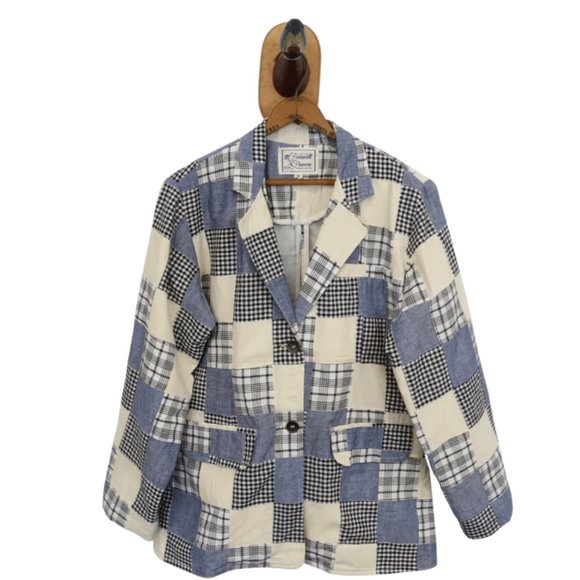 Farewell Frances SLOAN BLAZER SZ XS Blue & Creamy White Quilted Jacket NWT - Picture 1 of 6